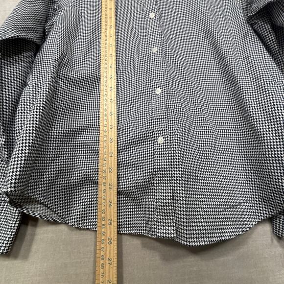 Chaps Womens Classic Houndstooth Button Shirt Large Black White 100% Cotton - Picture 7 of 7